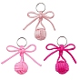 3Pcs Polyester and 304 Stainless Steel Braid Ball Keychains, Bowknot