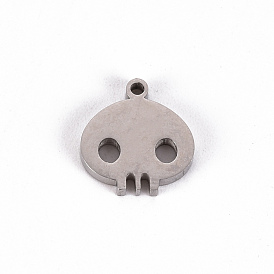 Halloween 201 Stainless Steel Charms, Laser Cut, Skull
