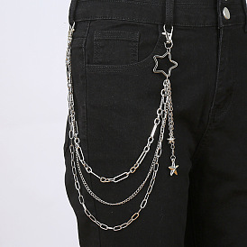 Панк-стиль сплав 3 слой цепи звезда подвеска брюки цепочка ремни