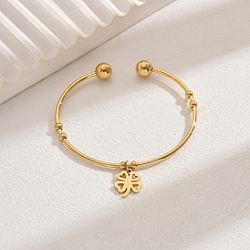 Из нержавеющей стали шарма браслеты, браслеты с крутящим моментом для женщин, клевер