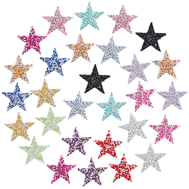 Nbeads 28Pcs 14 Style Plastic Clothing Patches, with Resin Rhinestone, Star