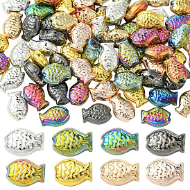 80 шт. Гальванические стеклянные бусины, рыба, полное покрытие