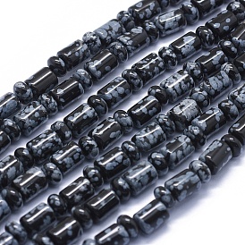 Naturschneeflocke Obsidian Perlen Stränge, Säule und Rondelle