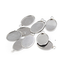 Stainless Steel Pendant Cabochon Settings, Oval