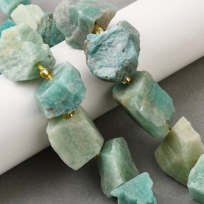 Необработанные грубые нити из натурального амазонита, самородки, с бисером