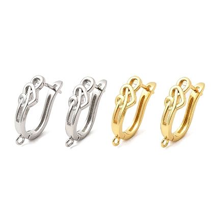 Фурнитура для сережек-колец из латуни в форме сердца, с горизонтальными петлями, запереть