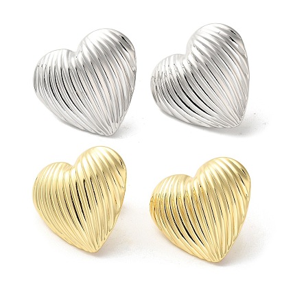 Brass Stud Earrings for Women, Heart
