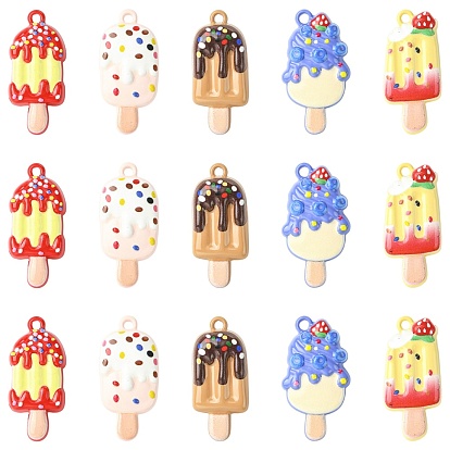 15шт 5 стили подвески из цинкового сплава, мороженое, выпечка окрашены