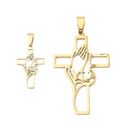 201 подвески из нержавеющей стали, крест с молящимися руками-оберег