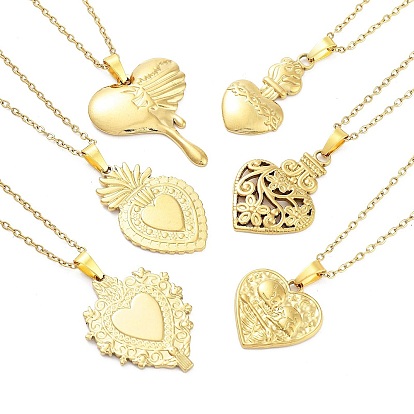 Сердце 304 из нержавеющей стали кулон ожерелья, ожерелья из кабельных цепочек для женщин