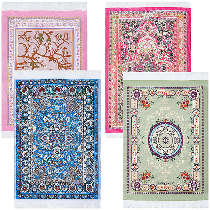 4Pcs 4 Colors Mini Nylon Turkey-Persia Carpet, for Dollhouse Accessories, Model Ground Decorations, Rectangle