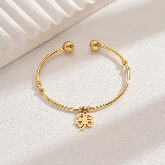 Из нержавеющей стали шарма браслеты, браслеты с крутящим моментом для женщин, клевер