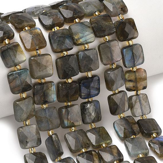 Природные лабрадорита бисер нитей, квадратный, граненые, с бисером