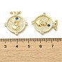 Brass Micro Pave Clear Cubic Zirconia Pendants, Flat Round with Angel Pattern
