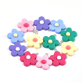 Подвески из смолы, с железной фурнитурой, цветок, платина