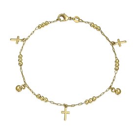 Латунные круглые бусины-колокольчики с подвеской-крестом для ног для женщин