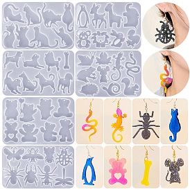 Cat/Bear/Insect Shape DIY Pendant Silhouette Silicone Molds, Resin Casting Molds, for UV Resin, Epoxy Resin Craft Making