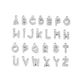 304 Stainless Steel Charms, with Crystal Rhinestone, Letter