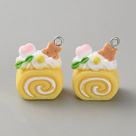 Непрозрачные подвески смолы, рулет из торта, с платиново-железными петлями