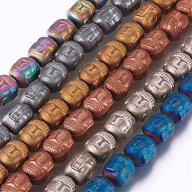 Electroplate Non-magnetic Synthetic Hematite Bead Strands, Nickel Free & Lead Free, Buddha, Frosted