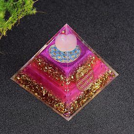 Orgonite Pyramid Resin Energy Generators, Reiki Natural Rose Quartz Ball Inside for Home Office Desk Decoration