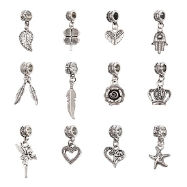 Charmes européens en alliage de style tibétain, Pendentifs grand trou, formes mixtes