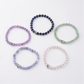 Gemstone Stretch Bracelets, with Metal Finings