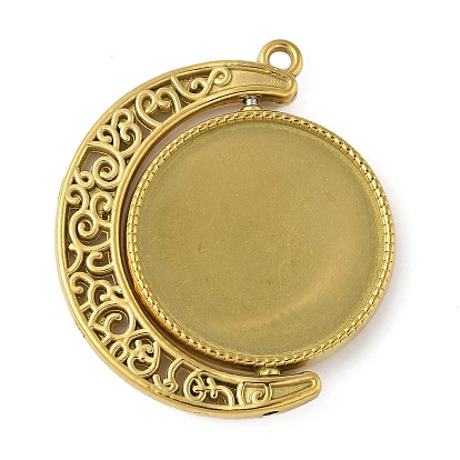 Вращающиеся 304 подвески-кабошоны из нержавеющей стали, луна