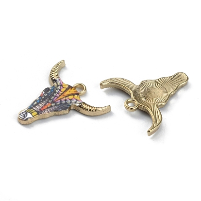 Pendentifs imprimés en alliage d'émail, charmes de tête de bétail, or