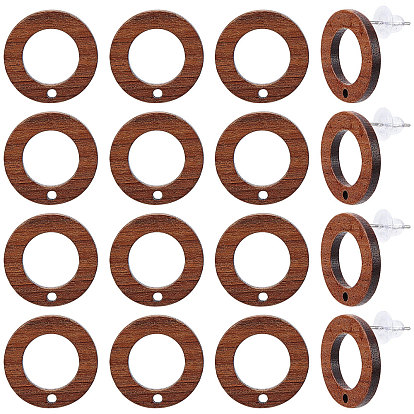 30шт. серьги-гвоздики из орехового дерева, с 304 штифтами из нержавеющей стали и 40 пластиковыми ушными гайками, кольцо