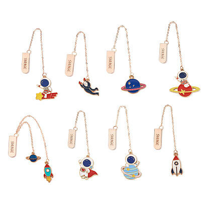 8 шт 8 стиль планеты & астронавт & ракета цинковый сплав закладки, Подвески с эмалью, для самостоятельного создания закладок