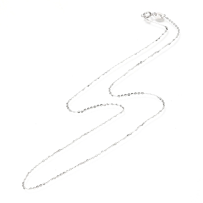 Rhodium Plated 925 Sterling Silver Cable Chain Necklaces, with Spring Ring Clasps, Thin Chain
