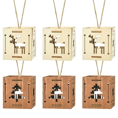 1 набор 6 шт 2 стили рождественский квадрат сращивание деревянный орнамент смешанные цвета