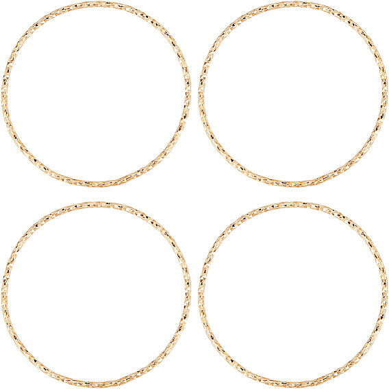 20 латунные соединительные кольца шт., текстурированный и паяный, без никеля , круглые кольца