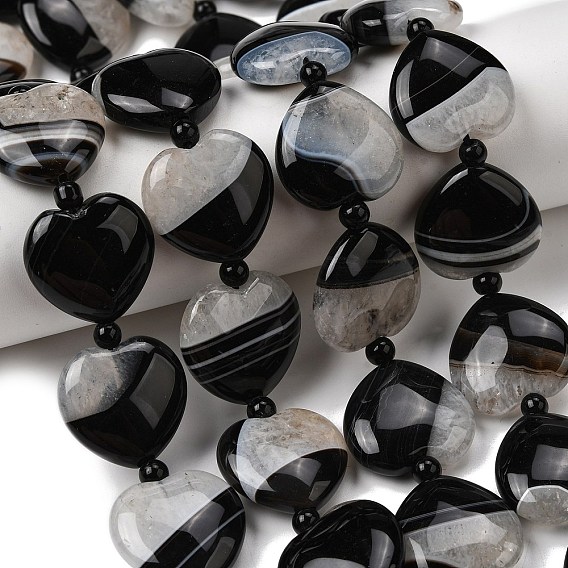 Природный агат бисер нитей, окрашенная и подогревом, сердце