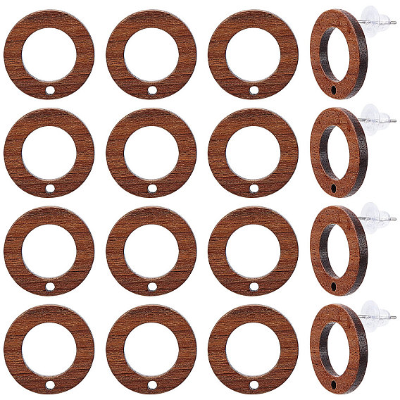 30шт. серьги-гвоздики из орехового дерева, с 304 штифтами из нержавеющей стали и 40 пластиковыми ушными гайками, кольцо