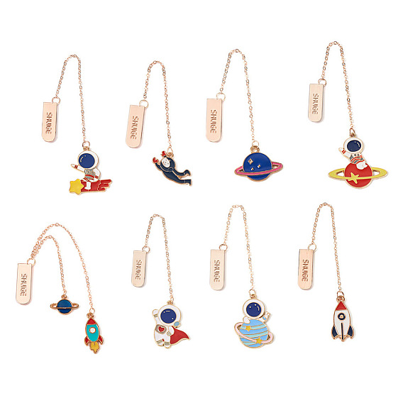8 шт 8 стиль планеты & астронавт & ракета цинковый сплав закладки, Подвески с эмалью, для самостоятельного создания закладок