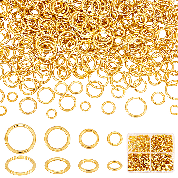 360Pcs 4 Styles Alloy Soldered Closed Jump Rings, Round