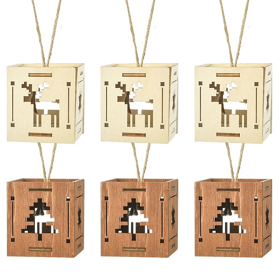 1 набор 6 шт 2 стили рождественский квадрат сращивание деревянный орнамент смешанные цвета