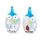 Handmade Lampwork Pendants for Halloween, with Millefiori, Owl