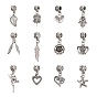 Tibetan Style Alloy European Dangle Charms, Large Hole Pendants, Mixed Shapes