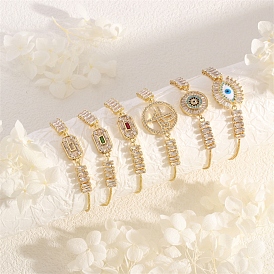 Brass Micro Pave Cubic Zirconia Slider Bracelets