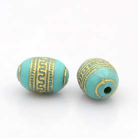 Metal Enlaced Barrel Acrylic Beads, 13x9mm, Hole: 1mm, about 714pcs/bag