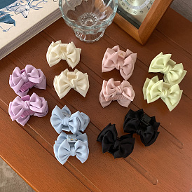 Satin Bow Hair Clips for Girls, Cream Color Butterfly Barrettes for Princess Hairstyles and Bangs