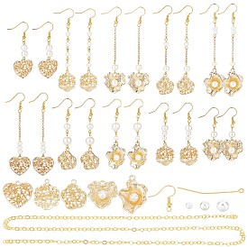 SUNNYCLUE DIY Imitation Pearl Beads Dangle Earrings Making Kit, Including Alloy Pendants, Glass Pearl Beads, Iron Rolo Chains, Brass Eye Pin & Earring Hooks