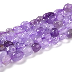 Natural Amethyst Beads Strands, Nuggets, Tumbled Stone