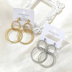 304 из нержавеющей стали болтаться серьги, многослойное кольцо, ионное покрытие (ip)