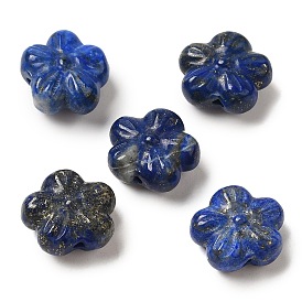 Natural Lapis Lazuli Carved Beads, 5-Petal Flower