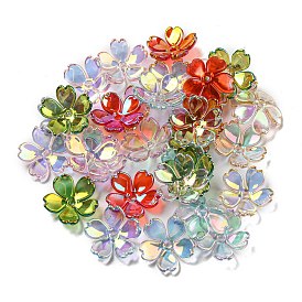 Acrylic Bead Caps, AB Color Plated, 5-Petal Flower