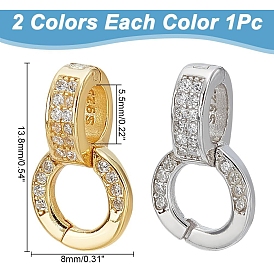 2 piezas 2 colores enchapado en rack 925 micro pavé de plata esterlina circonita cúbica transparente potenciador acortador fianzas, fianzas colgantes con bisagras, con sello s925